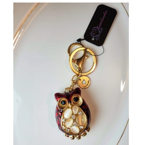 3D Rhinestone Owl Crystal Purse Bag Key Chain - Picture 6 of 7